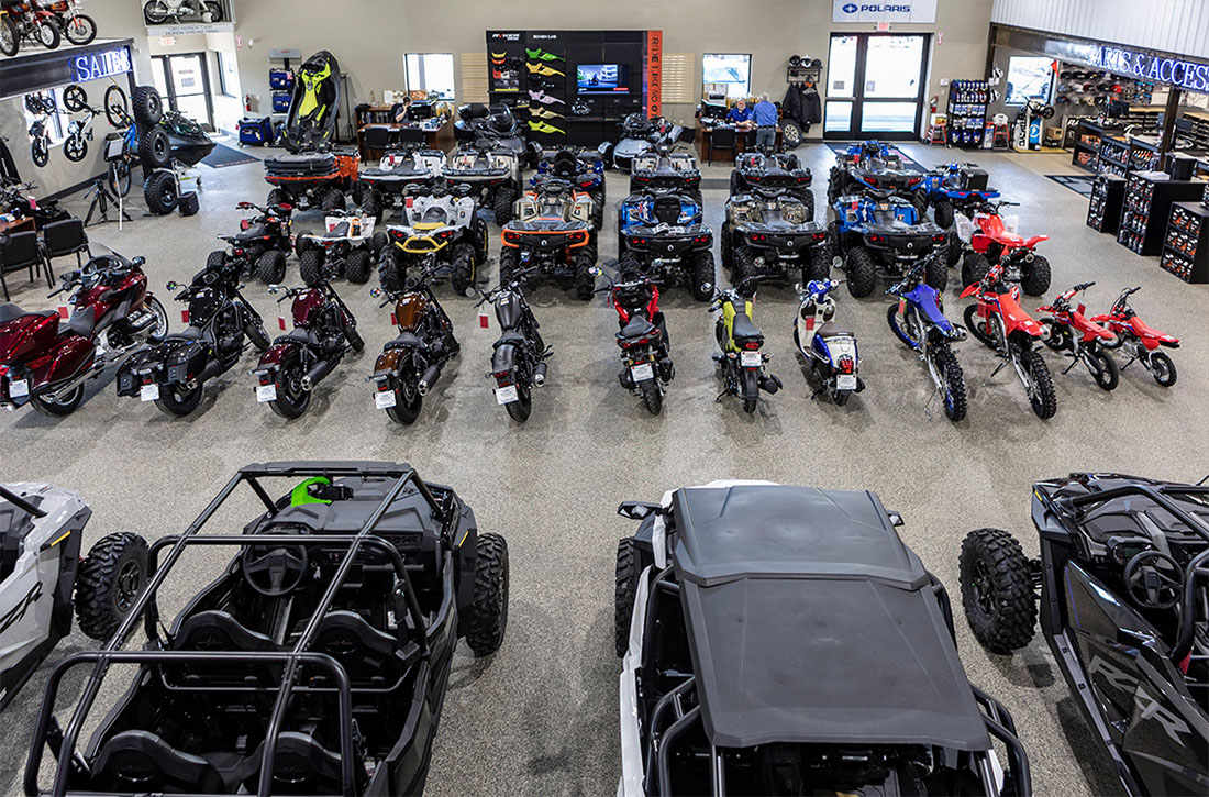 A powersports showroom